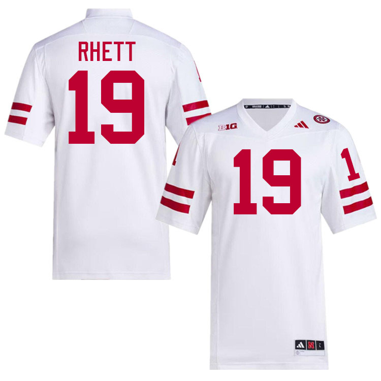 Nebraska Cornhuskers #19 Justyn Rhett College Football Jerseys Stitched-White Nebraska Cornhuskers #19 Justyn Rhett College Football Jerseys Stitched-White